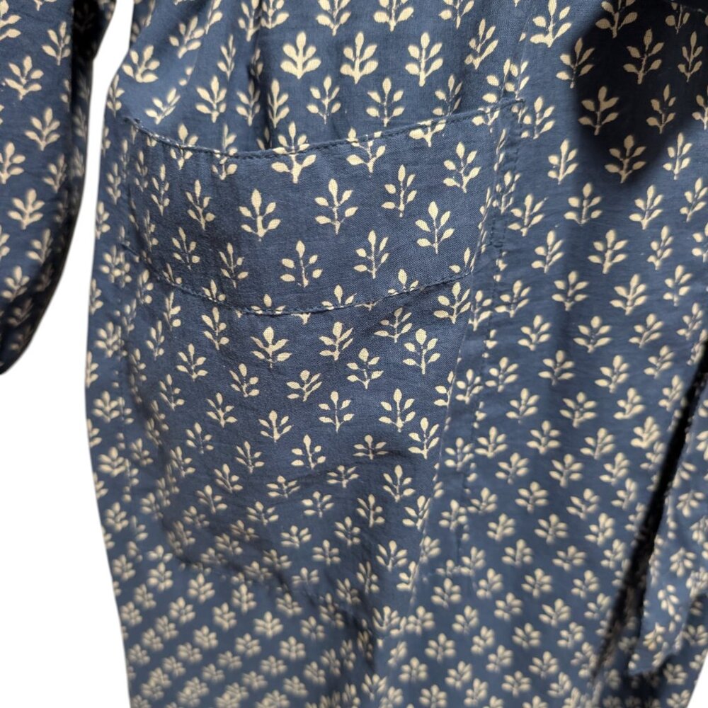 Kerry Cassill Womens Size P/S Blue Botanical Floral 100% Cotton Tie Kimono Robe - Picture 7 of 11